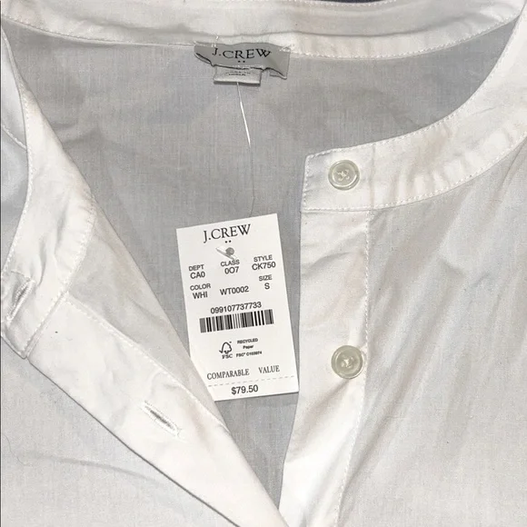 NWT J. Crew factory Puff-sleeve tie-waist top in white size Small - Picture 3 of 8